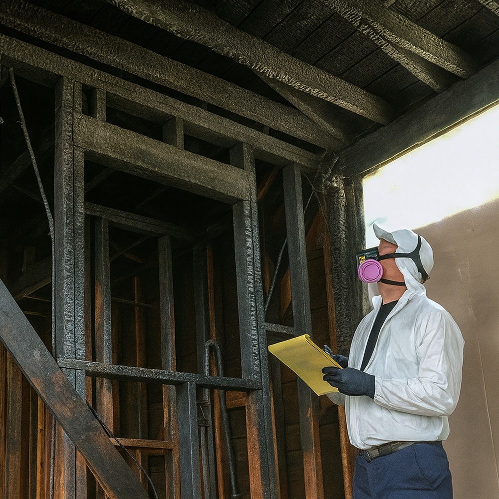 Fire damage restoration in Orange County home with professional cleanup after severe fire damage